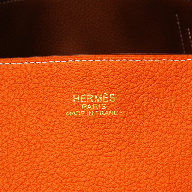【6ga0483】エルメス トートバッグ ドゥブルセンス36 トリヨンクレマンス ゴールド オレンジ Z刻印【中古】レディース
