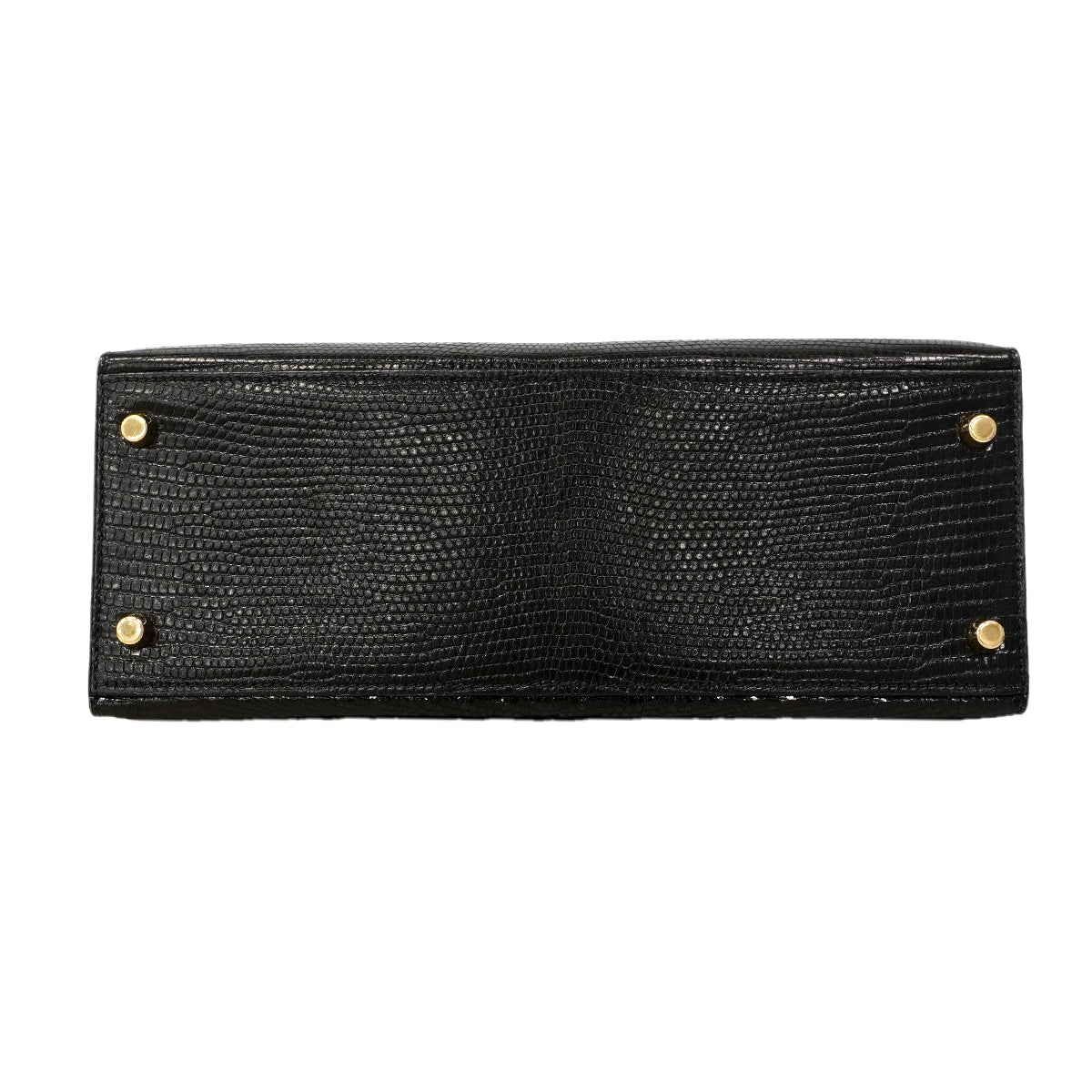 【6ga0487-g】エルメス ハンドバッグ ケリー28 リザード ブラック ゴールド金具 □J刻印 2wayバッグ【中古】レディース