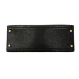 【6ga0487-g】エルメス ハンドバッグ ケリー28 リザード ブラック ゴールド金具 □J刻印 2wayバッグ【中古】レディース