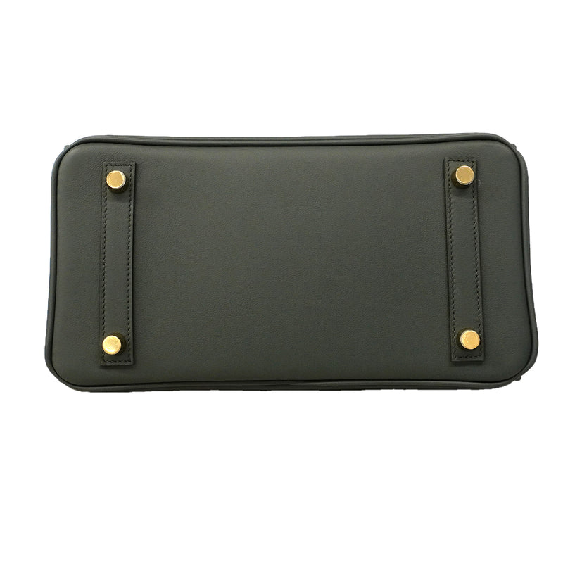 【6ga0492-g】エルメス ハンドバッグ バーキン25 スイフト ヴェールマングローブ シャンパンゴールド金具 G刻印【中古】レディース