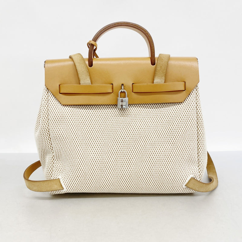 【6ga0521】エルメス リュック・デイパック エールバッグアドPM トワルGM ナチュラル シルバー金具 □H刻印【中古】レディース
