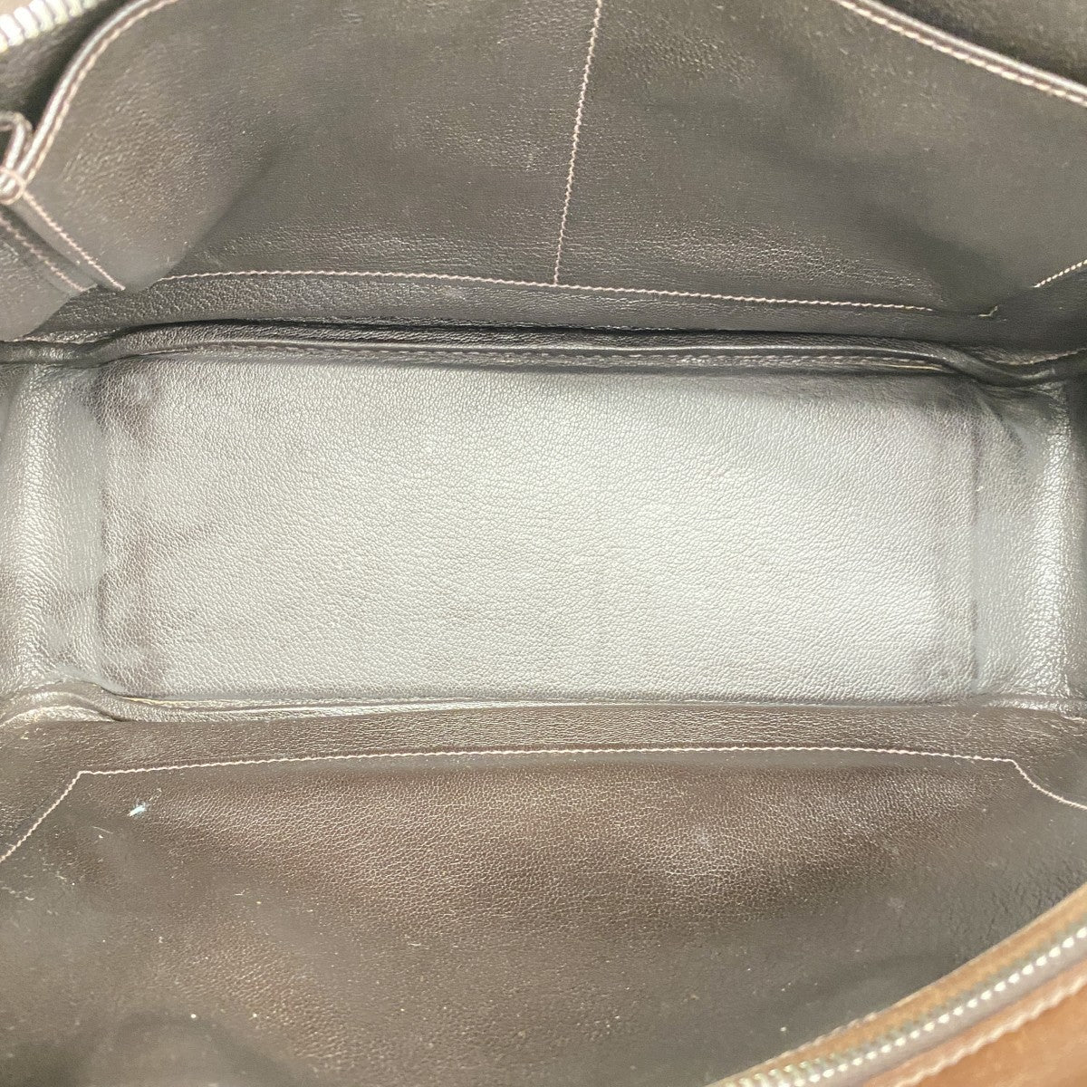 【6ga0523】エルメス トートバッグ プリュム32 トワルアッシュ ハバナ シルバー金具 □F刻印【中古】レディース