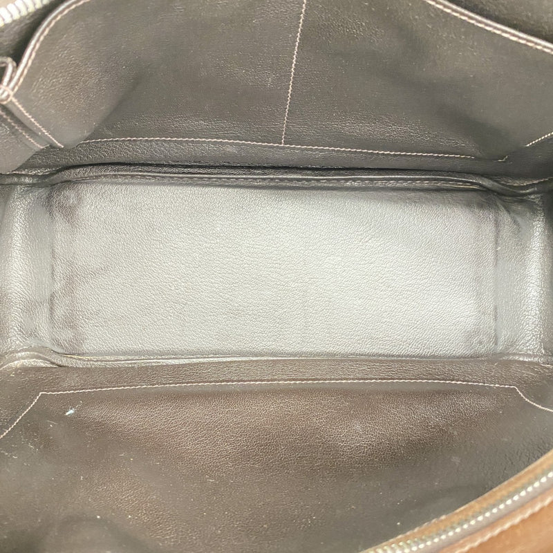 【6ga0523】エルメス トートバッグ プリュム32 トワルアッシュ ハバナ シルバー金具 □F刻印【中古】レディース