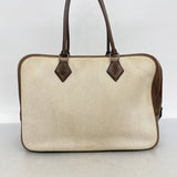 【6ga0523】エルメス トートバッグ プリュム32 トワルアッシュ ハバナ シルバー金具 □F刻印【中古】レディース