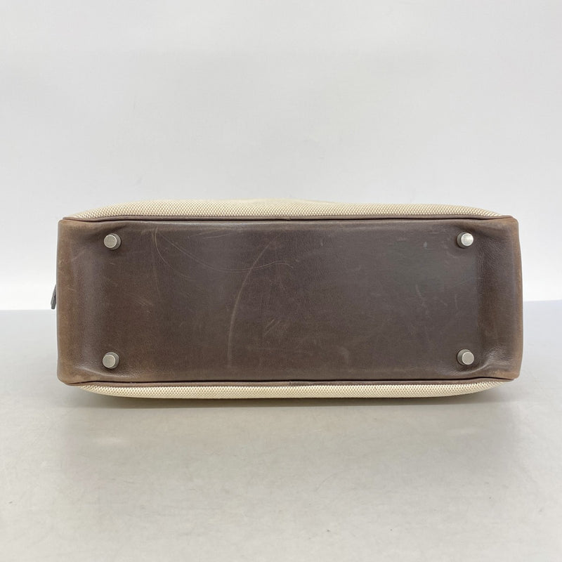 【6ga0523】エルメス トートバッグ プリュム32 トワルアッシュ ハバナ シルバー金具 □F刻印【中古】レディース
