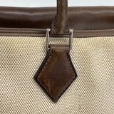 【6ga0523】エルメス トートバッグ プリュム32 トワルアッシュ ハバナ シルバー金具 □F刻印【中古】レディース