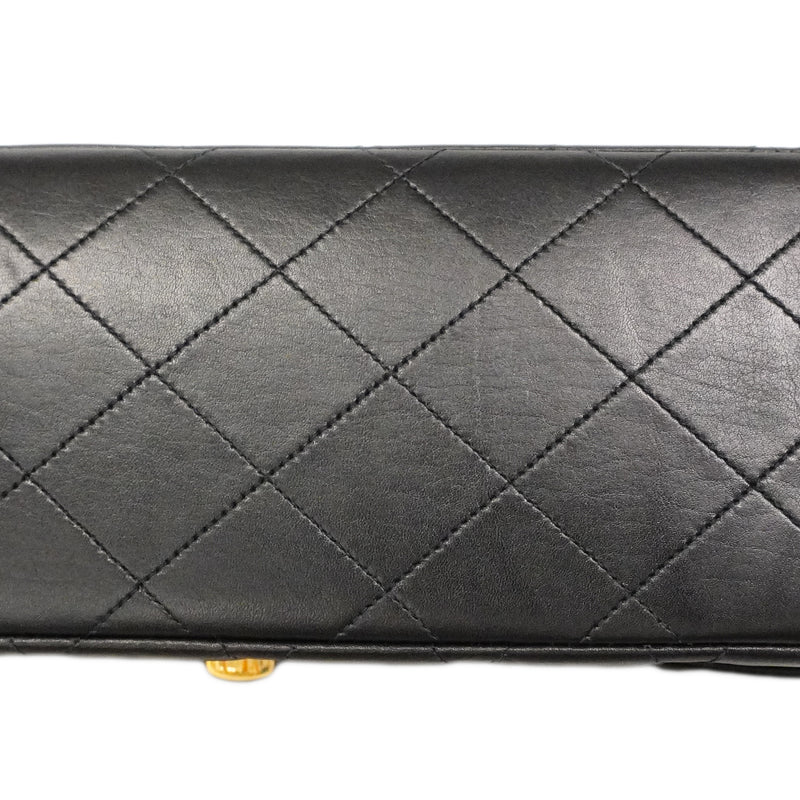 【6ga0534】シャネル ショルダーバッグ デカマトラッセ Wチェーン ラムスキン ブラック ゴールド金具【中古】レディース