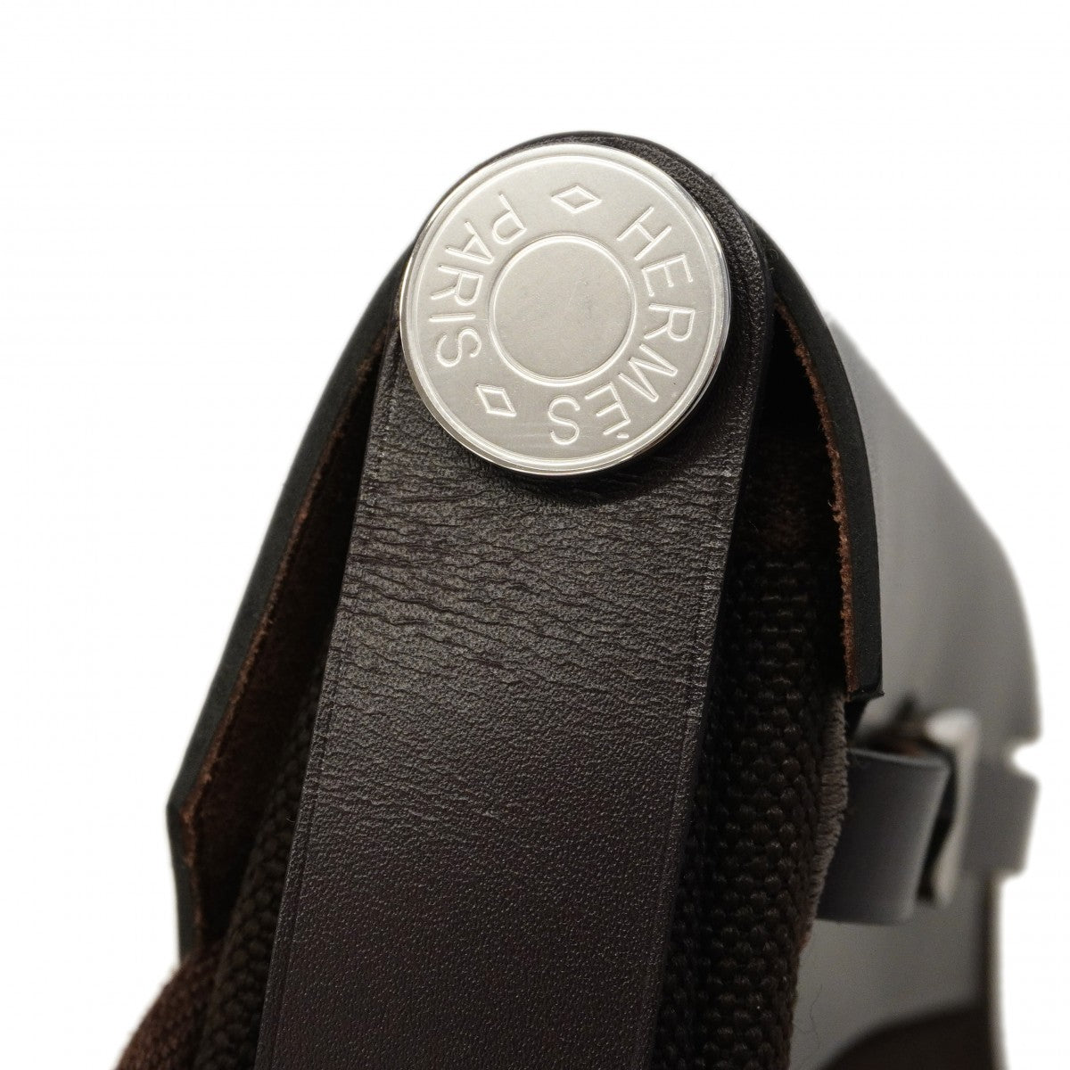 【6ga0536】エルメス ショルダーバッグ エールバッグジップミニ トワルミリタリー エベーヌ シルバー金具 G刻印【中古】レディース