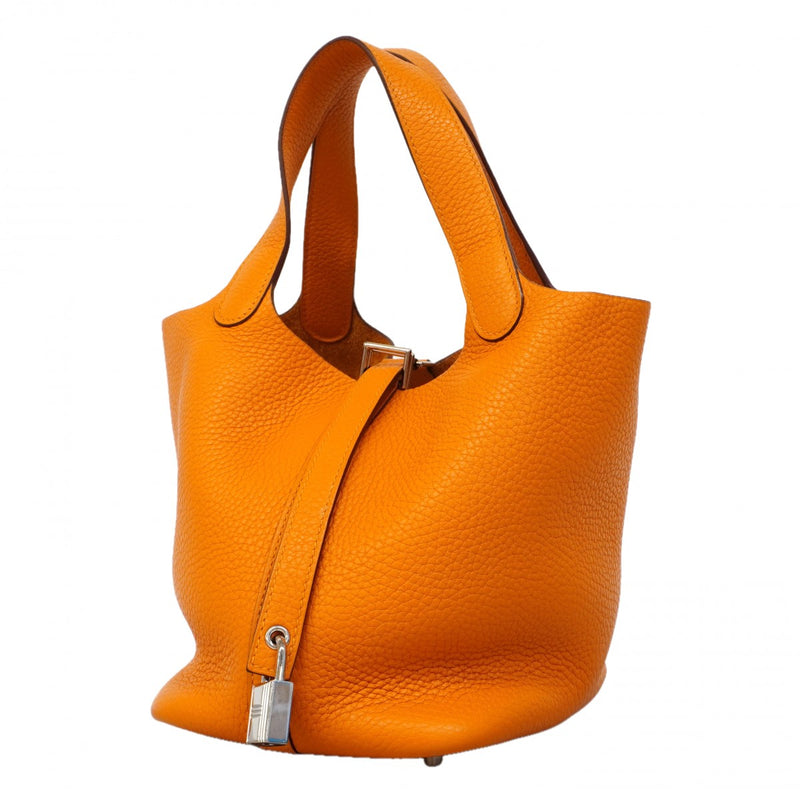 【6ga0537】エルメス ハンドバッグ ピコタンロックPM トリヨンクレマンス オレンジ シルバー金具 C刻印【中古】レディース