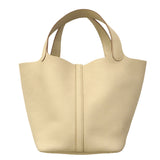 【6ga0541】エルメス ハンドバッグ ピコタンロックMM トリヨンクレマンス クレ シルバー金具 W刻印【中古】レディース