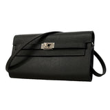 【6ga0543】エルメス ショルダーウォレット ケリートゥーゴー ヴォーエプソン ブラック シルバー金具 K刻印【中古】レディース