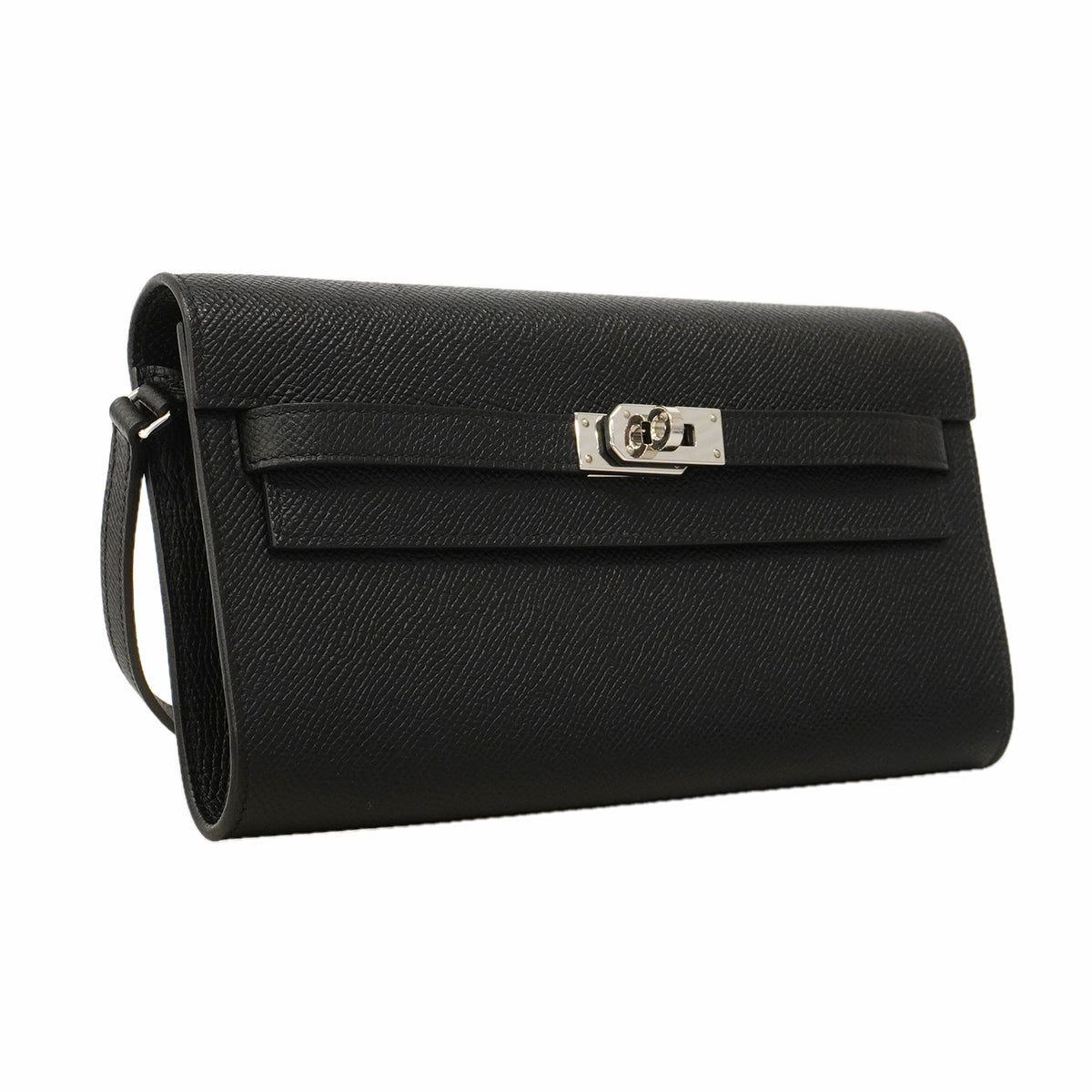 【6ga0543】エルメス ショルダーウォレット ケリートゥーゴー ヴォーエプソン ブラック シルバー金具 K刻印【中古】レディース