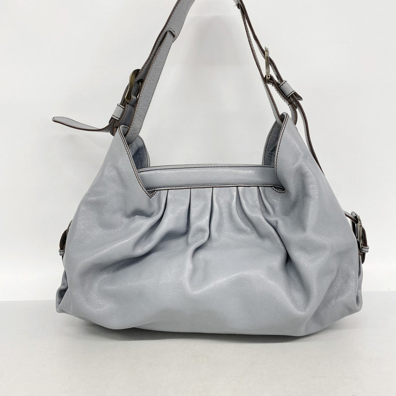 【6ga0585】フェンディ ショルダーバッグ レザー グレー ゴールド金具【中古】レディース