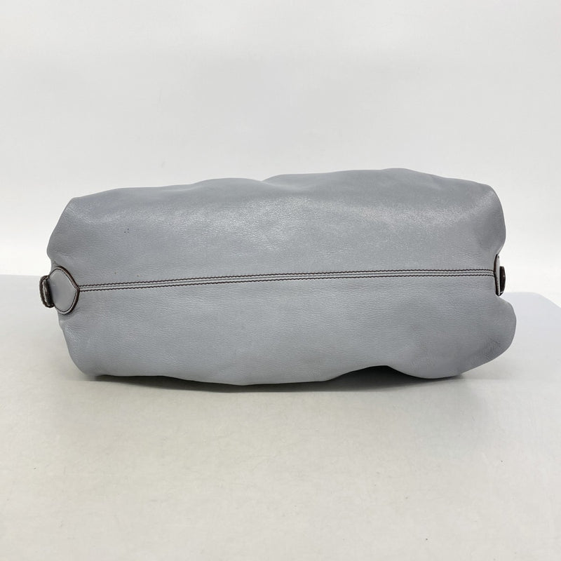 【6ga0585】フェンディ ショルダーバッグ レザー グレー ゴールド金具【中古】レディース