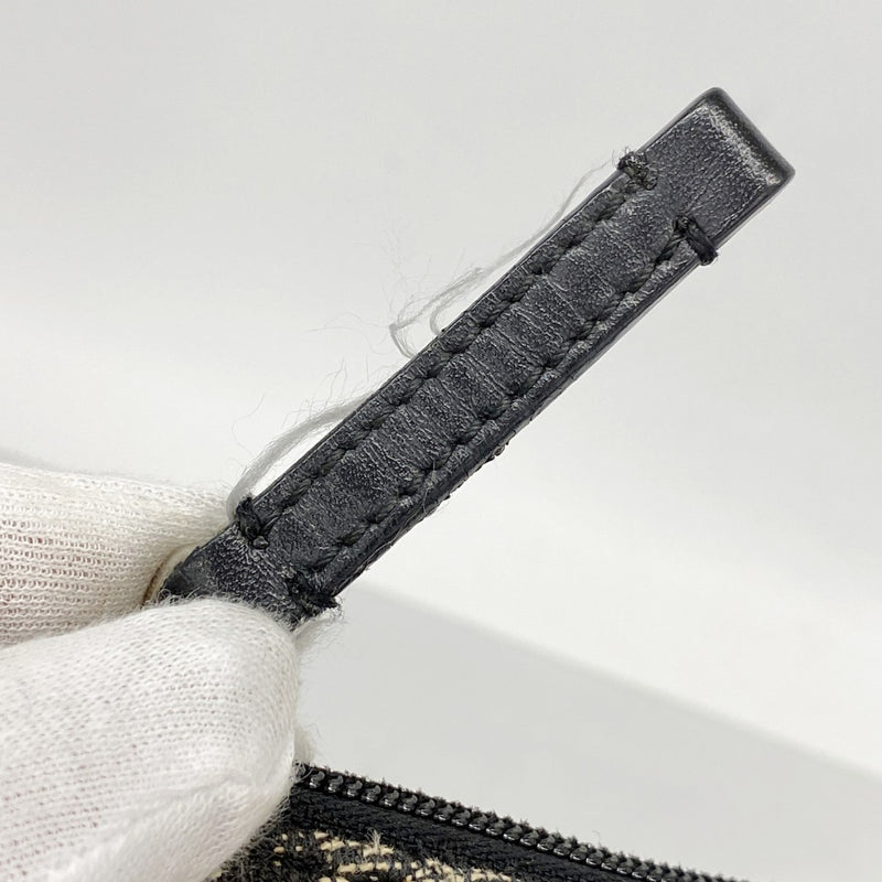 【6ga0589】クリスチャンディオール ポーチ トロッター キャンバス ブラック シルバー金具【中古】レディース
