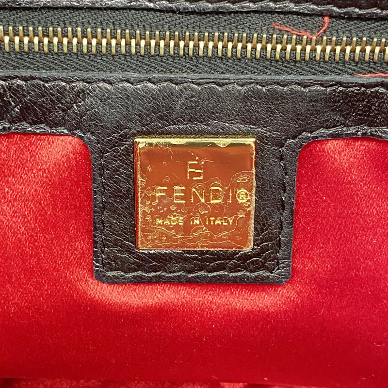 【6ga0600】フェンディ ハンドバッグ マンマバケット スウェード ブラック ゴールド金具【中古】レディース