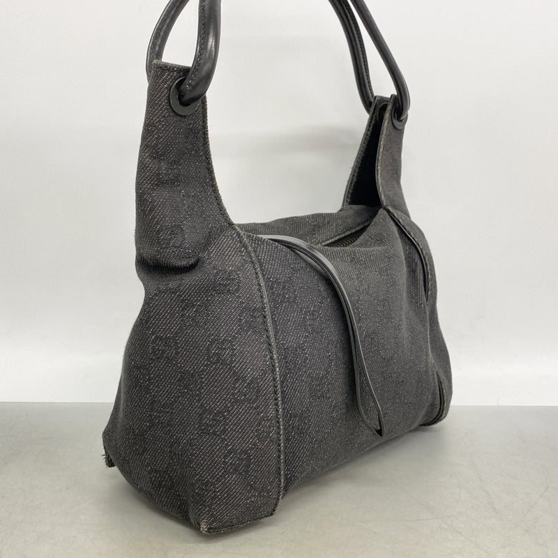 【6ga0609-k】グッチ ショルダーバッグ 101333 デニム ブラック シルバー金具【中古】レディース