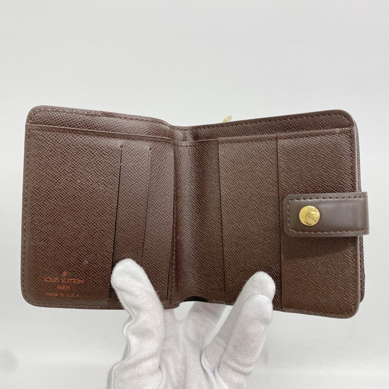 【6ga0613-k】ルイヴィトン 財布 ダミエ コンパクトジップ N61668 エベヌ【中古】レディース