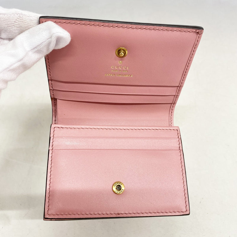 【6ga0615-k】グッチ 財布 グッチシマ チェリー 476050 レザー ピンク ゴールド金具【中古】レディース