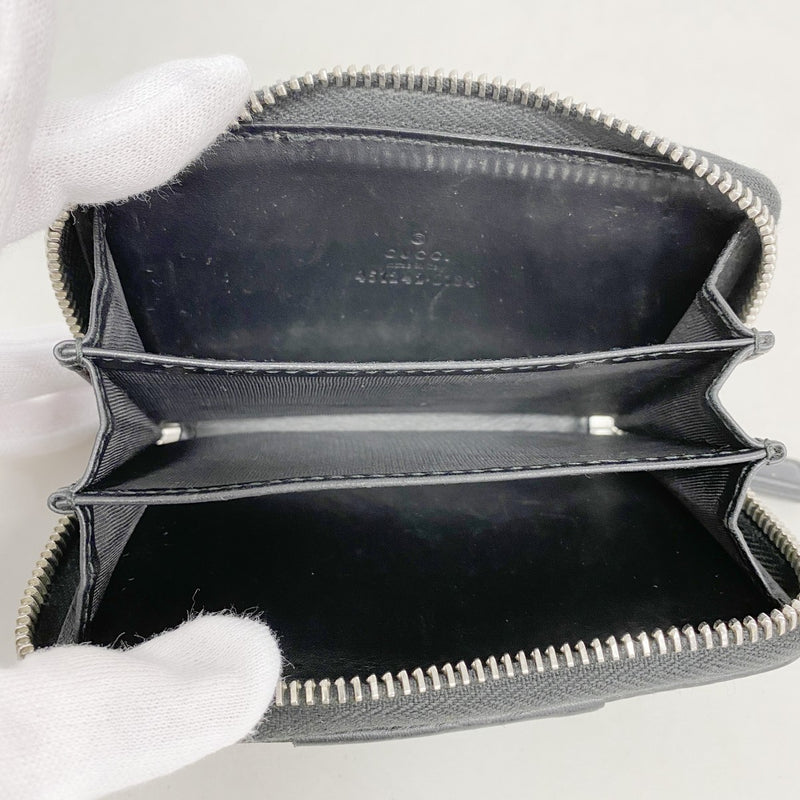 【6ga0616-k】グッチ コインケース GGスプリーム 451242 PVC ブラック ブラウン シルバー金具【中古】メンズ レディース ユニセックス