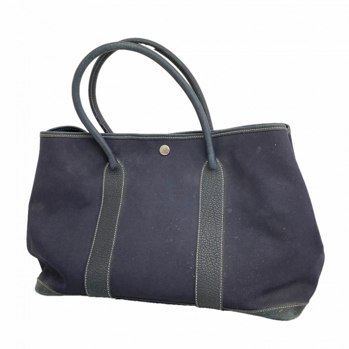 【6ga0678】エルメス トートバッグ ガーデンパーティTPM トワルオフィシエ ネイビー シルバー金具 □I刻印【中古】メンズ レディース ユニセックス