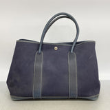 【6ga0678】エルメス トートバッグ ガーデンパーティTPM トワルオフィシエ ネイビー シルバー金具 □I刻印【中古】メンズ レディース ユニセックス