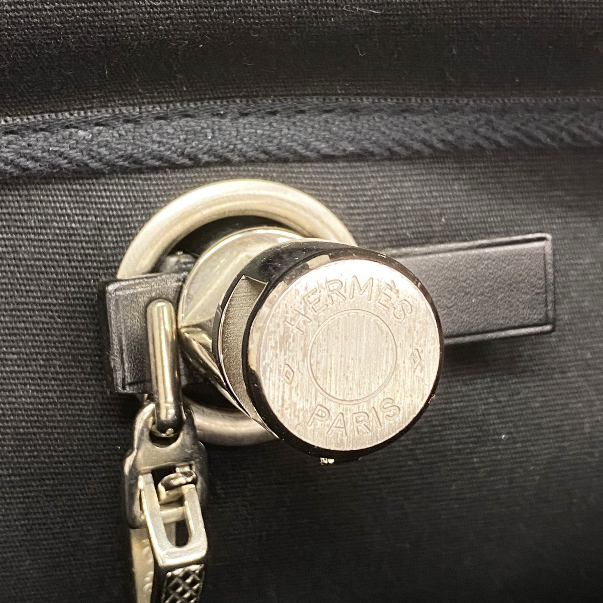 【6ga0696】エルメス ハンドバッグ エールバッグMM トワルオフィシエ ブラック シルバー金具 □F刻印 2wayバッグ【中古】メンズ レディース ユニセックス
