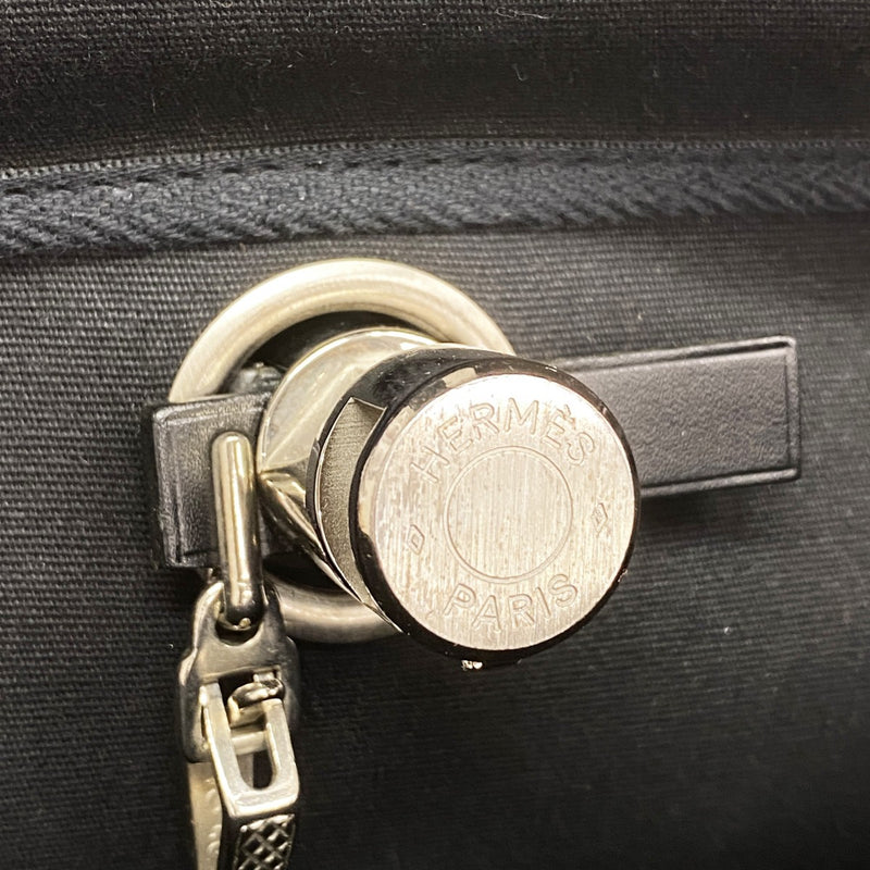 【6ga0696】エルメス ハンドバッグ エールバッグMM トワルオフィシエ ブラック シルバー金具 □F刻印 2wayバッグ【中古】メンズ レディース ユニセックス