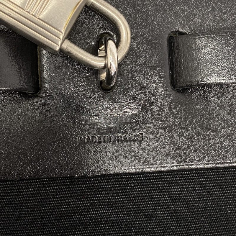 【6ga0696】エルメス ハンドバッグ エールバッグMM トワルオフィシエ ブラック シルバー金具 □F刻印 2wayバッグ【中古】メンズ レディース ユニセックス