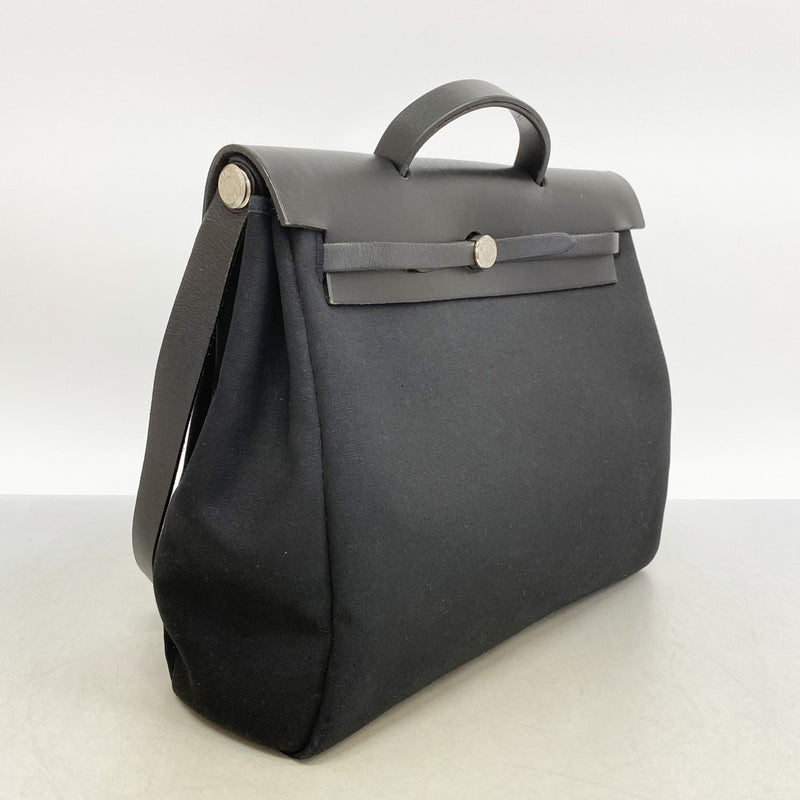 【6ga0696】エルメス ハンドバッグ エールバッグMM トワルオフィシエ ブラック シルバー金具 □F刻印 2wayバッグ【中古】メンズ レディース ユニセックス