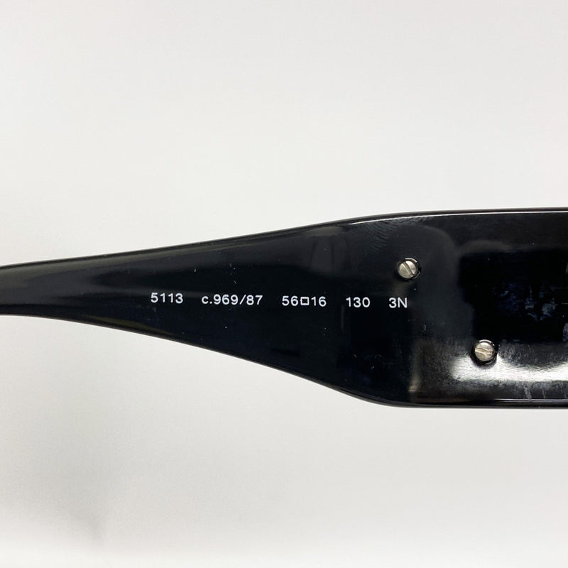 【6ga0716】シャネル サングラス カメリア 5113 プラスチック ベージュ ブラック シルバー金具【中古】レディース