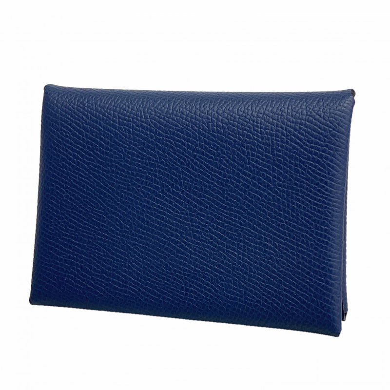 【6ga0718】エルメス カードケース カルヴィデュオ ヴォーエプソン ブルーネイビー シルバー金具 B刻印【中古】メンズ レディース ユニセックス
