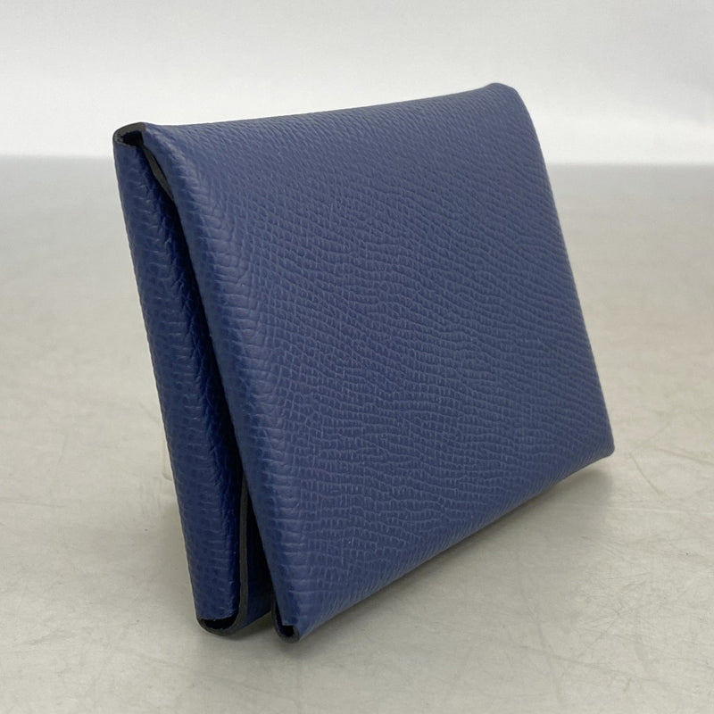【6ga0718】エルメス カードケース カルヴィデュオ ヴォーエプソン ブルーネイビー シルバー金具 B刻印【中古】メンズ レディース ユニセックス