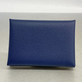 【6ga0718】エルメス カードケース カルヴィデュオ ヴォーエプソン ブルーネイビー シルバー金具 B刻印【中古】メンズ レディース ユニセックス