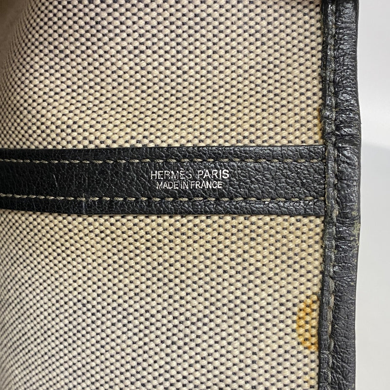 【6ga0727】エルメス トートバッグ ガーデンパーティGM トワルアッシュ ブラック シルバー金具 □J刻印【中古】メンズ レディース ユニセックス
