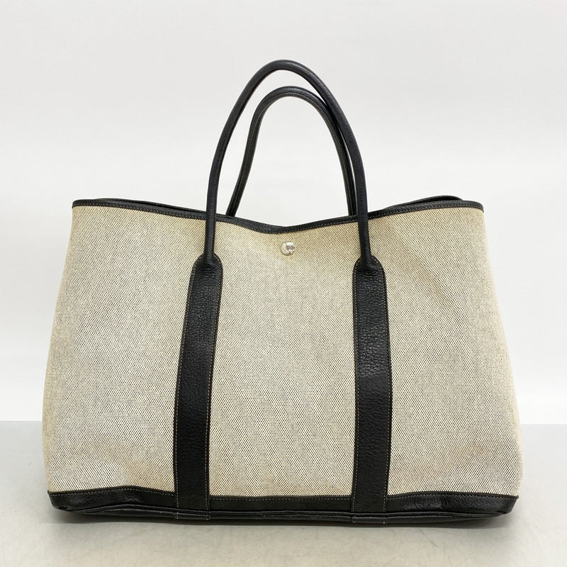 【6ga0727】エルメス トートバッグ ガーデンパーティGM トワルアッシュ ブラック シルバー金具 □J刻印【中古】メンズ レディース ユニセックス