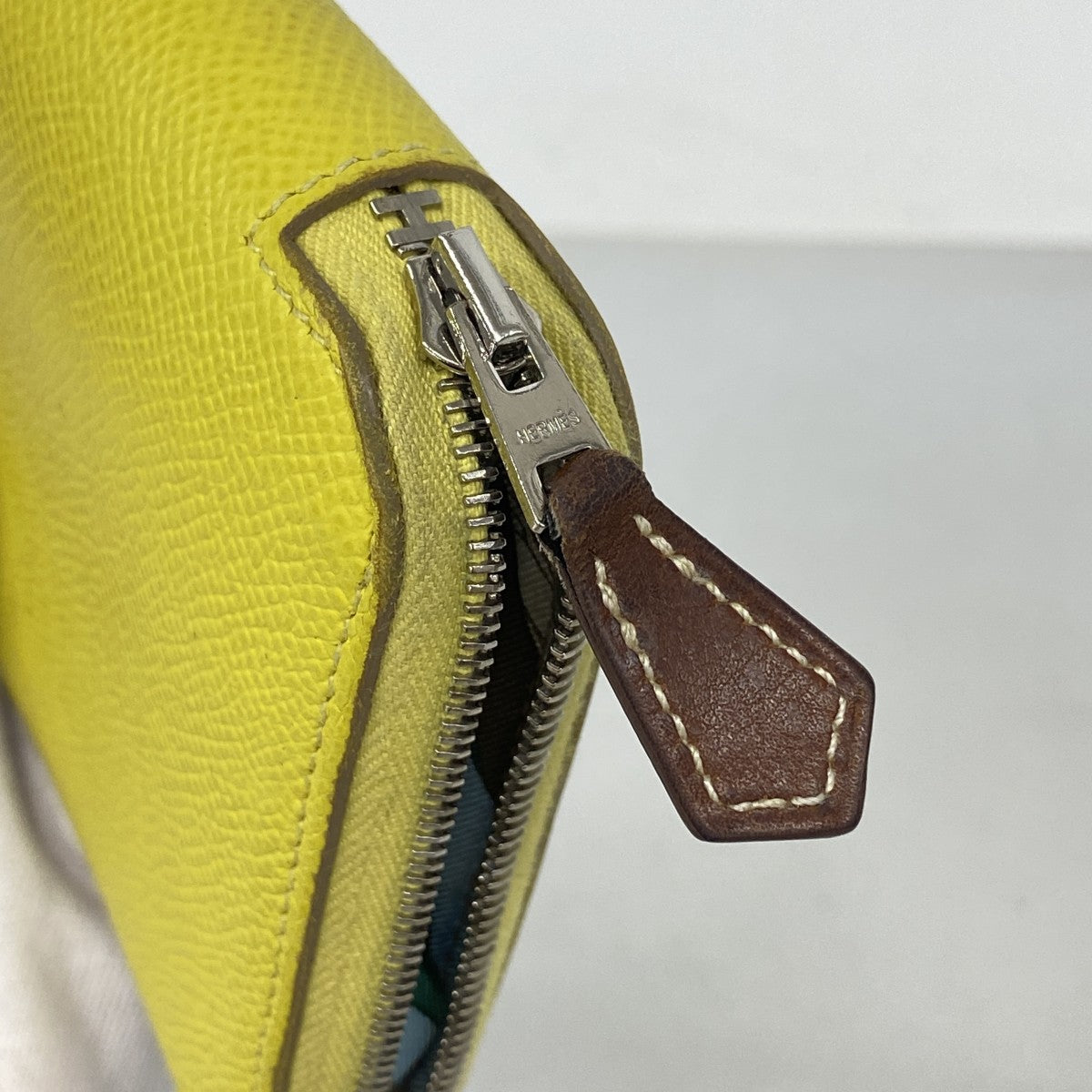 【6ga0728】エルメス 長財布 アザップロングシルクイン ヴォーエプソン ライム シルバー金具 Y刻印【中古】レディース