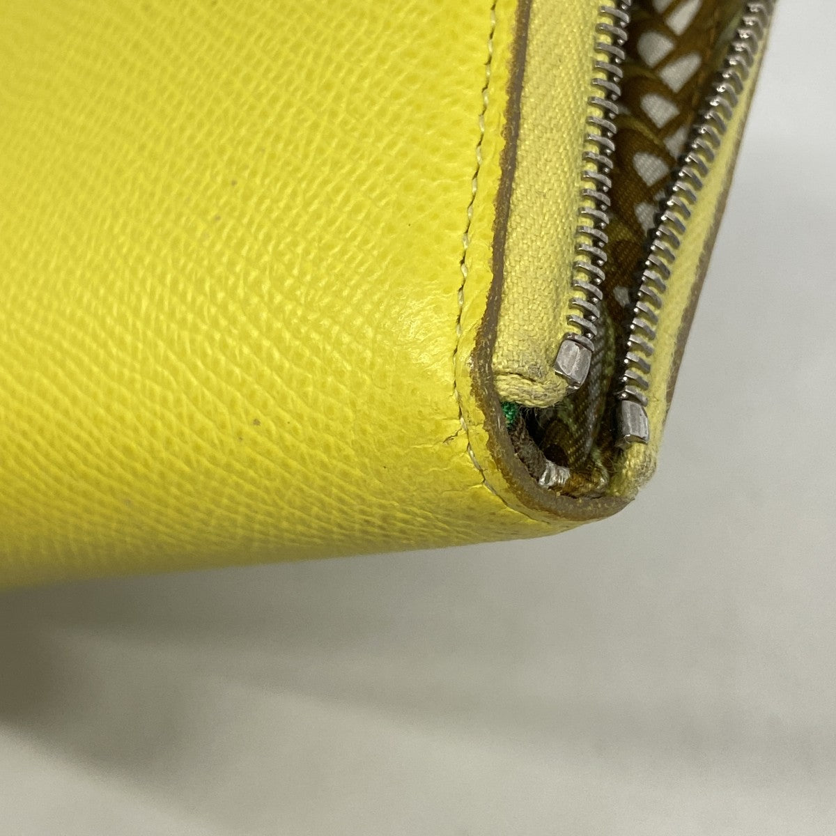 【6ga0728】エルメス 長財布 アザップロングシルクイン ヴォーエプソン ライム シルバー金具 Y刻印【中古】レディース