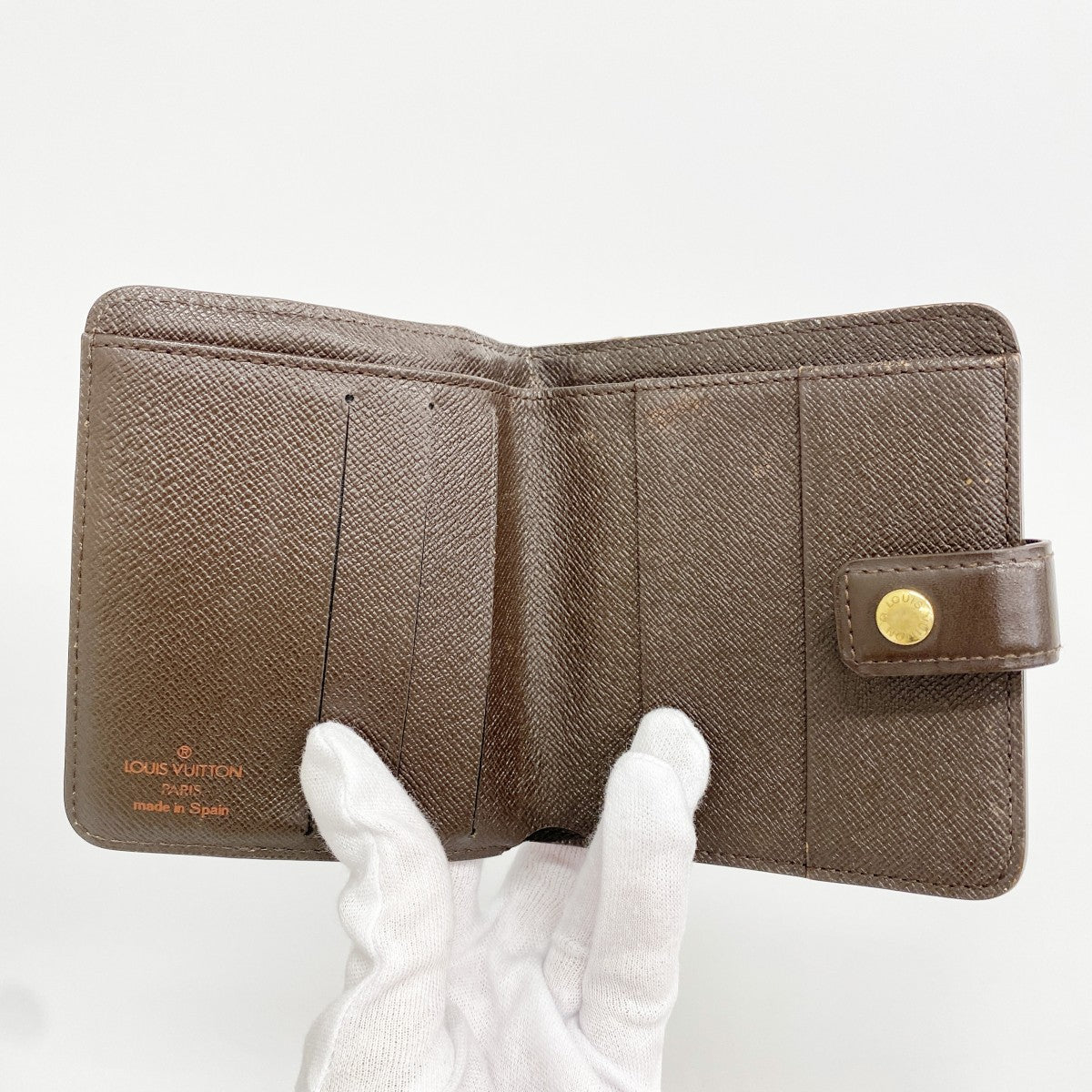 【6ga0764-k】ルイヴィトン 財布 ダミエ コンパクトジップ N61668 エベヌ【中古】レディース