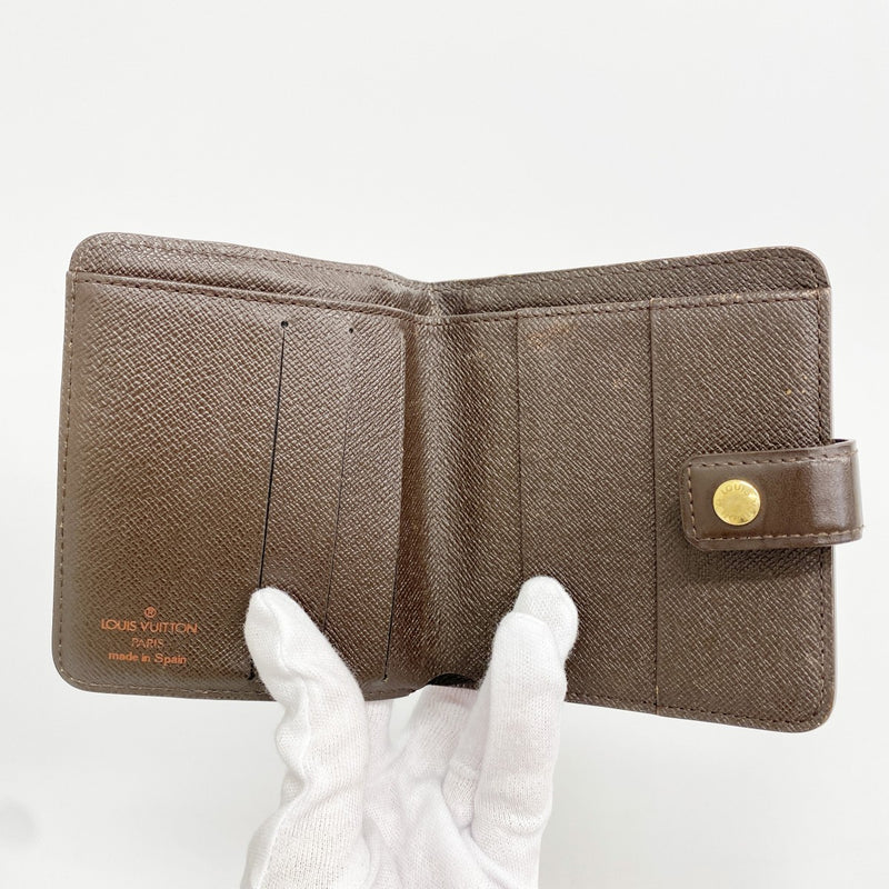 【6ga0764-k】ルイヴィトン 財布 ダミエ コンパクトジップ N61668 エベヌ【中古】レディース