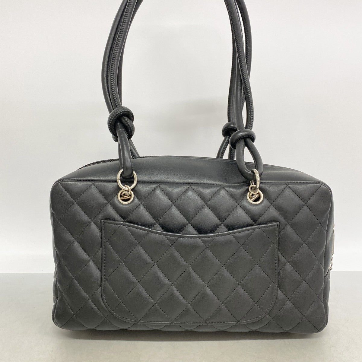 【6ga0769-k】シャネル ショルダーバッグ カンボン ラムスキン ブラック シルバー金具【中古】レディース