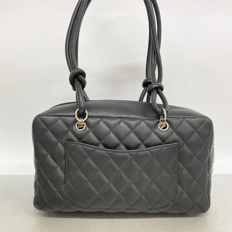 【6ga0769-k】シャネル ショルダーバッグ カンボン ラムスキン ブラック シルバー金具【中古】レディース