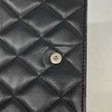 【6ga0770-k】シャネル 長財布 マトラッセ ラムスキン ブラック シルバー金具【中古】レディース