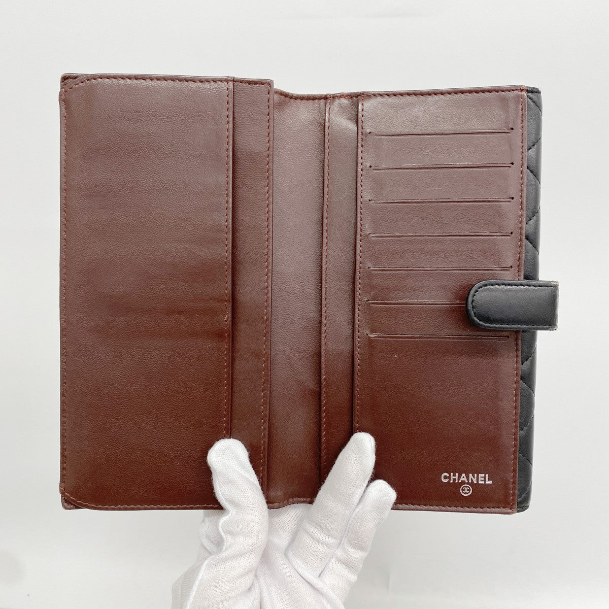 【6ga0770-k】シャネル 長財布 マトラッセ ラムスキン ブラック シルバー金具【中古】レディース