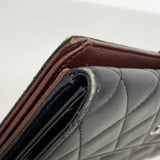 【6ga0770-k】シャネル 長財布 マトラッセ ラムスキン ブラック シルバー金具【中古】レディース