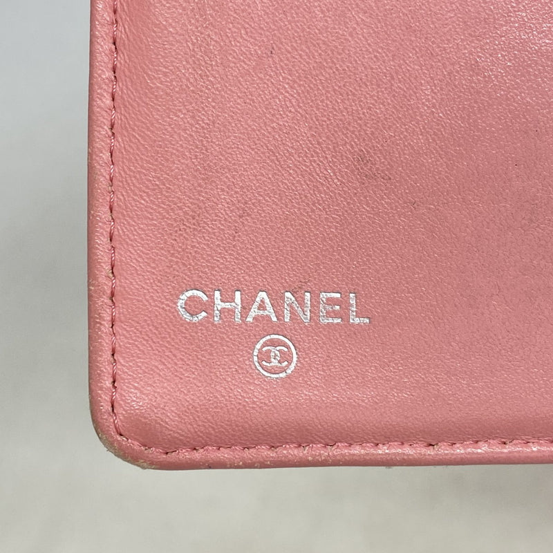 【6ga0771-k】シャネル 長財布 マトラッセ ラムスキン ピンク シルバー金具【中古】レディース