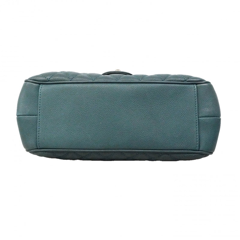 【6ga0779-h】シャネル ショルダーバッグ マトラッセ チェーンショルダー キャビアスキン ブルー シルバー金具【中古】レディース