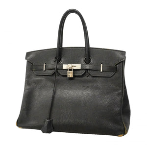 【6ga0781-h】エルメス ハンドバッグ バーキン35 コロマンデル ブラック シルバー金具 □G刻印【中古】レディース