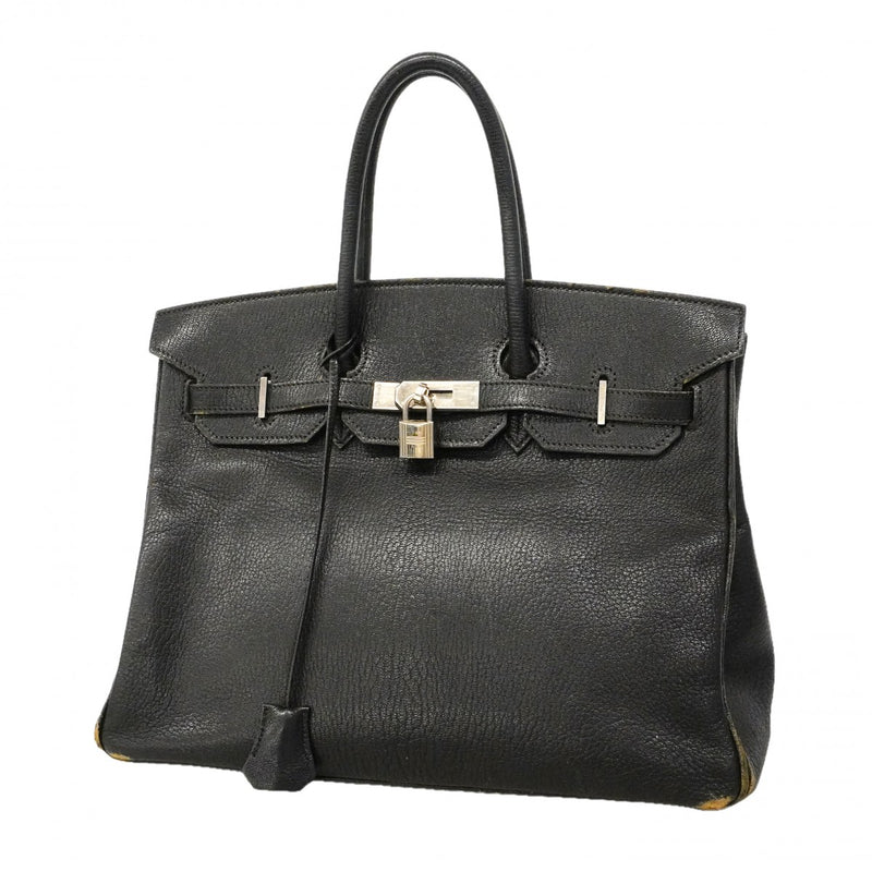 【6ga0781-h】エルメス ハンドバッグ バーキン35 コロマンデル ブラック シルバー金具 □G刻印【中古】レディース