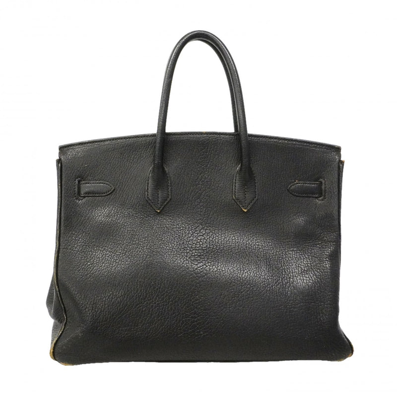 【6ga0781-h】エルメス ハンドバッグ バーキン35 コロマンデル ブラック シルバー金具 □G刻印【中古】レディース